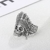 Wholesale Retro Skull Copper Plating Silver Plated Rings main image 4