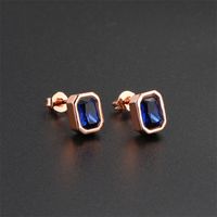 1 Pair Ig Style Simple Style Rectangle Plating Inlay Brass Zircon Rose Gold Plated White Gold Plated Ear Studs sku image 3