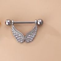 Fashion Heart Shape Wings Stainless Steel Plating Zircon Adhesive Nail sku image 6