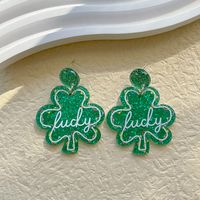 1 Pair Ethnic Style Four Leaf Clover Polishing Plating Arylic 14k Gold Plated Drop Earrings sku image 2