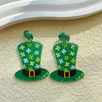 1 Pair Ethnic Style Four Leaf Clover Polishing Plating Arylic 14k Gold Plated Drop Earrings sku image 7