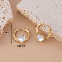 1 Pair French Style Simple Style C Shape Pentagram Heart Shape Inlay Stainless Steel Zircon 18k Gold Plated Hoop Earrings Drop Earrings Ear Studs sku image 1