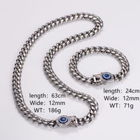 Hip-Hop Rock Devil's Eye Stainless Steel Artificial Rhinestones Resin Unisex Bracelets Necklace main image 2