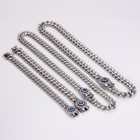 Hip-Hop Rock Devil's Eye Stainless Steel Artificial Rhinestones Resin Unisex Bracelets Necklace main image 1