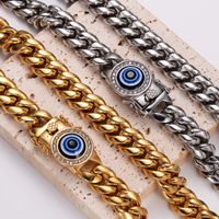Hip-Hop Rock Devil's Eye Stainless Steel Artificial Rhinestones Resin Unisex Bracelets Necklace main image 8