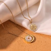 304 Stainless Steel 18K Gold Plated Simple Style Plating Inlay Letter Roman Numeral Zircon Pendant Necklace main image 4