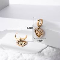 1 Pair French Style Simple Style Heart Shape Life Tree Plating Hollow Out Inlay Stainless Steel Zircon 18k Gold Plated Drop Earrings main image 3