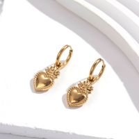 Vintage Style French Style Simple Style Heart Shape Pineapple Stainless Steel Plating Inlay Zircon 18k Gold Plated Bracelets Earrings main image 8