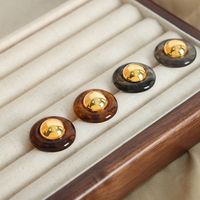 1 Pair Elegant Vintage Style Round Plating Resin Copper 18k Gold Plated Ear Studs main image 1