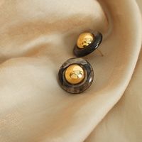 1 Pair Elegant Vintage Style Round Plating Resin Copper 18k Gold Plated Ear Studs sku image 2