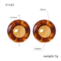 1 Pair Elegant Vintage Style Round Plating Resin Copper 18k Gold Plated Ear Studs sku image 1
