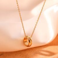 304 Stainless Steel 18K Gold Plated Simple Style Plating Inlay Geometric Circle Zircon Necklace main image 4