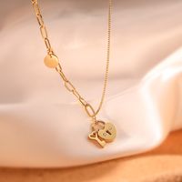 304 Stainless Steel 18K Gold Plated Simple Style Plating Inlay Heart Shape Key Zircon Pendant Necklace main image 5
