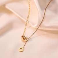304 Stainless Steel 18K Gold Plated Simple Style Plating Inlay Heart Shape Key Zircon Pendant Necklace main image 6