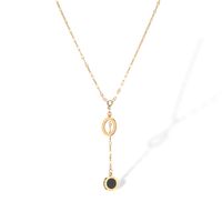 304 Stainless Steel 18K Gold Plated Simple Style Plating Inlay Round Roman Numeral Zircon Necklace main image 8