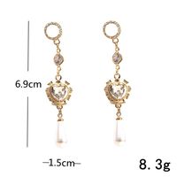 1 Pair Ig Style Sweet Heart Shape Plating Inlay Metal Artificial Pearls Zircon Drop Earrings main image 2