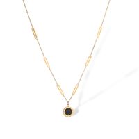 304 Stainless Steel 18K Gold Plated Simple Style Plating Inlay Round Roman Numeral Zircon Necklace sku image 2