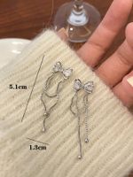 1 Paire Style Simple Noeud D'arc Incruster Alliage Strass Boucles D'oreilles main image 2