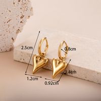 Simple Style Heart Shape Stainless Steel Plating 18k Gold Plated Rings Earrings sku image 4
