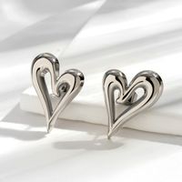 Simple Style Heart Shape Stainless Steel Plating 18k Gold Plated Rings Earrings main image 7