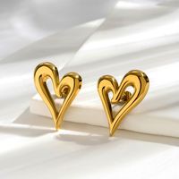 Simple Style Heart Shape Stainless Steel Plating 18k Gold Plated Rings Earrings main image 8