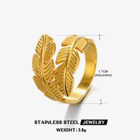 IG Style Leaves Titanium Steel 18K Gold Plated Open Rings In Bulk main image 2