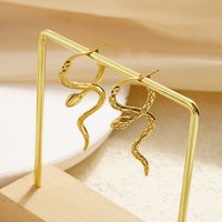 1 Pair Simple Style Snake Plating 304 Stainless Steel 18K Gold Plated Earrings main image 3