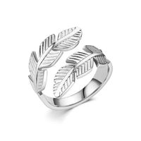 IG Style Leaves Titanium Steel 18K Gold Plated Open Rings In Bulk main image 4