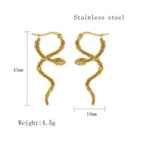 1 Paar Einfacher Stil Schlange Überzug Edelstahl 304 18 Karat Vergoldet Ohrringe sku image 2