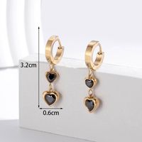 1 Pair French Style Simple Style Heart Shape Stainless Steel Zircon 18k Gold Plated Drop Earrings main image 7