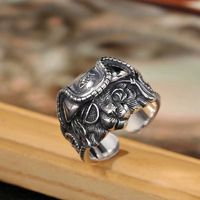 Retro Cat Copper Plating Silver Plated Men's Rings sku image 1