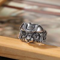 Retro Cat Copper Plating Silver Plated Men's Rings main image 3