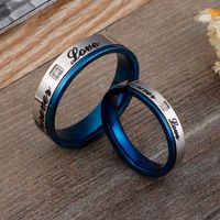 Simple Style Letter Titanium Steel Zircon Rings main image 8