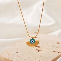 Casual Simple Style Commute Sector Eye Titanium Steel Enamel Plating Chain 18k Gold Plated Pendant Necklace main image 3