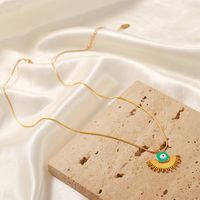 Casual Simple Style Commute Sector Eye Titanium Steel Enamel Plating Chain 18k Gold Plated Pendant Necklace main image 8
