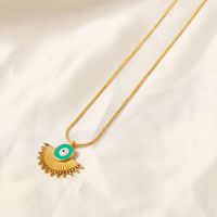 Casual Simple Style Commute Sector Eye Titanium Steel Enamel Plating Chain 18k Gold Plated Pendant Necklace main image 6
