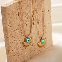 Casual Simple Style Commute Sector Eye Titanium Steel Enamel Plating Chain 18k Gold Plated Pendant Necklace main image 9