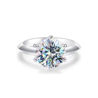 Sterling Silver Elegant Geometric GRA Inlay Moissanite Rings sku image 1