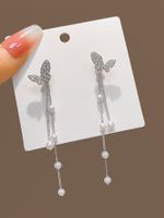 1 Pair French Style Butterfly Alloy Drop Earrings main image 4