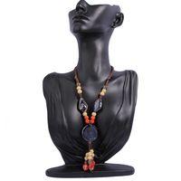 Retro Ethnic Style Geometric Ceramics Beaded Tassel Braid Women's Long Necklace main image 3