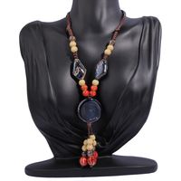 Retro Ethnic Style Geometric Ceramics Beaded Tassel Braid Women's Long Necklace main image 1