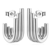 Retro U Shape Stainless Steel Plating Earrings 1 Pair sku image 1