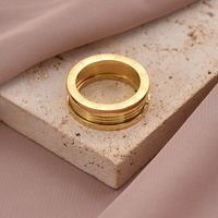 304 Stainless Steel 14K Gold Plated Rose Gold Plated IG Style Roman Style Shiny Enamel Plating Inlay Solid Color Roman Numeral Zircon Rings main image 4