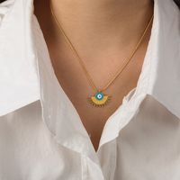 Casual Simple Style Commute Sector Eye Titanium Steel Enamel Plating Chain 18k Gold Plated Pendant Necklace sku image 1
