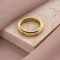 304 Stainless Steel 14K Gold Plated Rose Gold Plated IG Style Roman Style Shiny Enamel Plating Inlay Solid Color Roman Numeral Zircon Rings main image 6