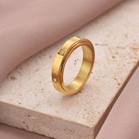 304 Stainless Steel 14K Gold Plated Rose Gold Plated IG Style Roman Style Shiny Enamel Plating Inlay Solid Color Roman Numeral Zircon Rings main image 5
