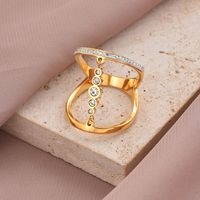 304 Stainless Steel 14K Gold Plated Rose Gold Plated IG Style Roman Style Shiny Enamel Plating Inlay Solid Color Roman Numeral Zircon Rings main image 8
