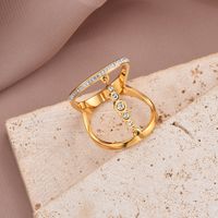 304 Stainless Steel 14K Gold Plated Rose Gold Plated IG Style Roman Style Shiny Enamel Plating Inlay Solid Color Roman Numeral Zircon Rings main image 7