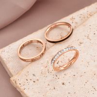 304 Stainless Steel 14K Gold Plated Rose Gold Plated IG Style Roman Style Shiny Enamel Plating Inlay Solid Color Roman Numeral Zircon Rings main image 10