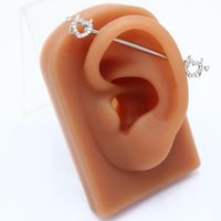 1 Piece Ear Cartilage Rings & Studs Fashion Heart Shape Rose Butterfly 316 Stainless Steel  Alloy Copper Plating Inlay Rhinestones Glass White Gold Plated Gold Plated main image 9